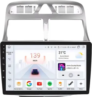 Immagine prodotto di Autoradio con Bluetooth, CarPlay, compatibile con Apple e Android, impianto stereo, navigatore, sistema di navigazione per Peugeot 307 / 307CC / 307SW (2002–2013)