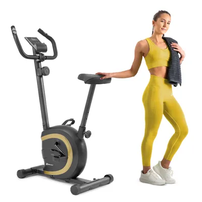 Obrázok produktu pre Cvičebný bicykel Hop-Sport Vox Gold s magnetickým odporovým systémom a 8 úrovňami - praktický ergometer s monitorom tepovej frekvencie a LCD displejom