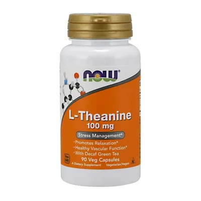 Productafbeelding van NOW Foods l-theanine, 100mg, met groene thee, 90 capsules 961