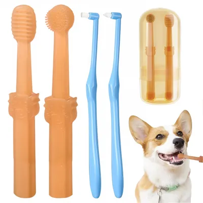 Produktbild von Set mit 4 Zahnbürsten für Hunde und Katzen