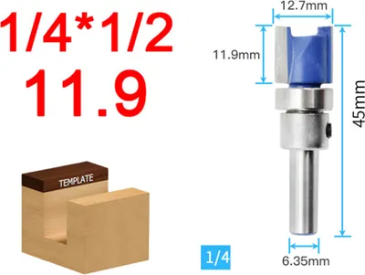 Obrázek produktu pro 1/4" ložiskový frézovací bit pro frézování dřeva (11,9 mm)