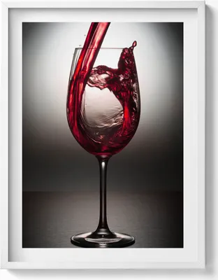 Produktbild von Ein Glas Wein– Wandbild mit Rahmen – Gerahmtes Bild  – Wanddekoration – 60x80 cm –  Weiß Rahmen