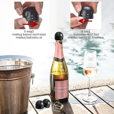 Wiederverwendbarer Weinflaschenverschluss mit Vakuumverschluss, 4 Stück, für frischen Sekt und Weine