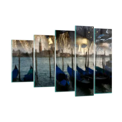 Produktbild von Bilder auf glas - Gondel Wasser Kanal - 150x100cm - Glasbilder - Wandbilder - Kunstdruck - zum Aufhängen bereit - Wanddekoration aus Glas - Glas Bilder - Wandbild auf Glas - 5 Teile - GEG150x100-0250