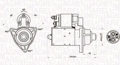 Produktbild von MAGNETI MARELLI 063721176010 Starter Anlasser 1,1kW für VW Transporter IV Bus (70B, 70C, 7DB, 7DK, 70J, 70K, 7DC, 7DJ) 12V