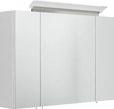 Produktbild von Spiegelschrank 90 inklusive LED-Acrylglaslampe weiss hochglanz EEK: F