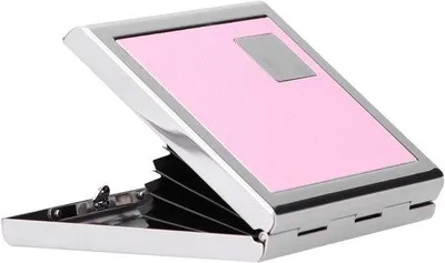 Immagine prodotto di Portacarte di credito compatto in acciaio inossidabile rosa dal design elegante, per l'uso quotidiano