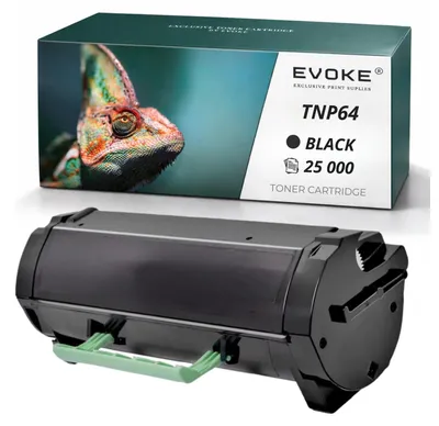 Image de Cartouche de toner compatible Evoke pour l'imprimante Konica Minolta TNP-64 AAE1011 TNP64, noire, rendement de 25 000 pages, compatible avec les modèles Bizhub 4052 et 4752
