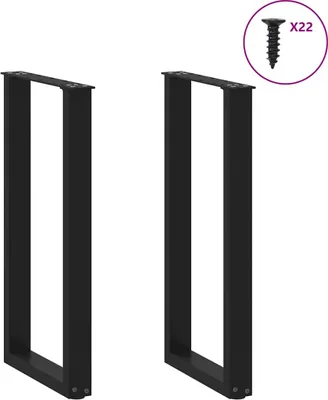 Produktbild von Langlebige Konsolentischbeine U-Form 2er-set - Schwarz 38x(72-73)cm Stahl - Möbel241838 - Tischbeine