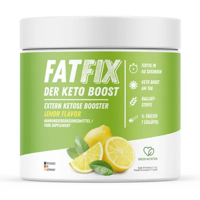Produktbild von Fatfix Keto Boost | Extern ketose booster | mit Zitronengeschmack | fertig in 1 Minute | 345 g pro Dose