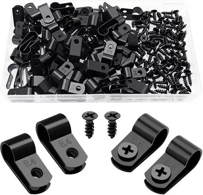 Productafbeelding van Kabelklemmen, 8,4 mm - 100 stuks met schroeven, zwart