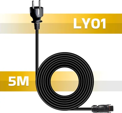 Produktbild von 5m Anschlusskabel für DEYE Mikro Wechselrichter mit LUYI LY01 Buchse zu Steckdose für Solaranlage, Balkonkraftwerk, Mini PV-Anlage, Photovoltaikanlage
