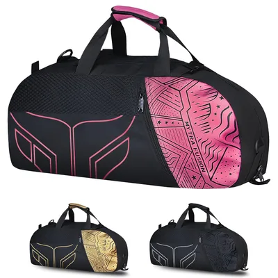 Sporttas mit Schultergurt, schwarz/rosa, Nylon
