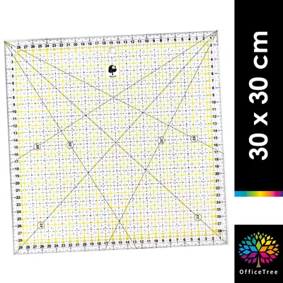 Produktbild von OfficeTree Schneiderlineal - 30 x 30 cm - Patchworklineal Lineal zum Nähen mit exakten Abmessungen u