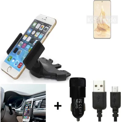 Produktbild von TOP SET K-S-Trade Autohalterung kompatibel mit Oppo Reno9 CD Schlitz Halterung KFZ-Halter Radio Handy Halterung 360° drehbar DVD-Schacht inkl. Micro