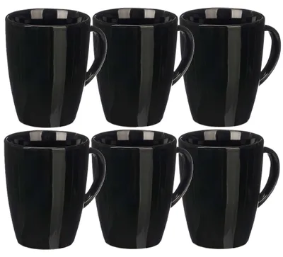 Produktbild von Vessia Design Kaffeebecher/Tassen mit Henkel - 6x Stuck - schwarz - Keramik - 330 ml