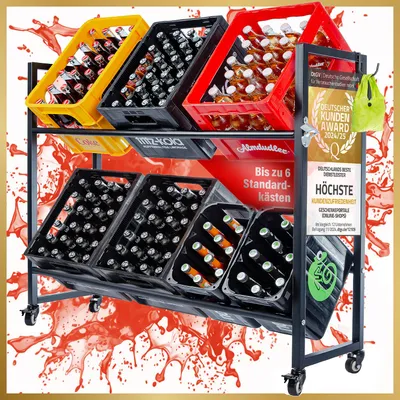 Produktbild von Rollbares Getränkekistenregal; Variante: 6 Kästen