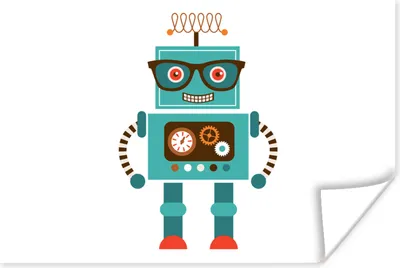 Produktbild von MuchoWow® Poster Roboter - Brille - Zahnräder - Gesicht - Jungen - Kinder 120x80 cm - Bilder