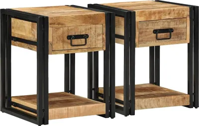 Imagen del producto de Mesitas de noche 2 uds 40x40x50 cm madera maciza de mango