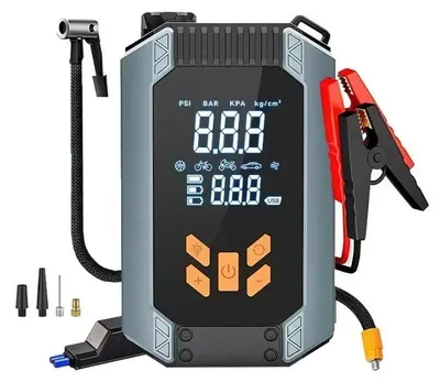 Produktbild von 4-in-1 Auto Starthilfe & Luftkompressor - Starthilfe 1000A Spitzenstrom - Reifenpumpe 150 PSI - Powerbank - LED Arbeitslampe