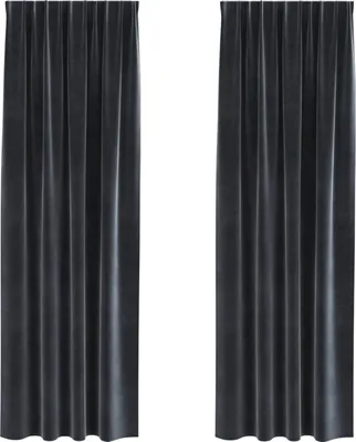 Produktbild von vidaXL Verdunkelungsvorhänge 2 pcs Dunkelgrau 140 x 225 cm Samt