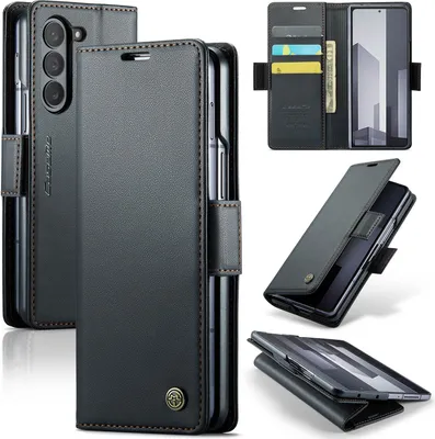 Obrázek produktu pro Pouzdro pro Samsung Galaxy Z Fold 6, RFID Blokování Karet, Pokročilé Flip Kožené Pouzdro s Funkcí Stojánku černé