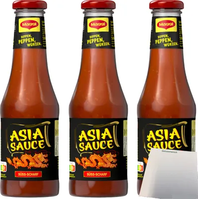 Produktbild von Maggi Asia Sauce Süss-Scharf 3er Pack (3x500ml Flasche) + usy Block