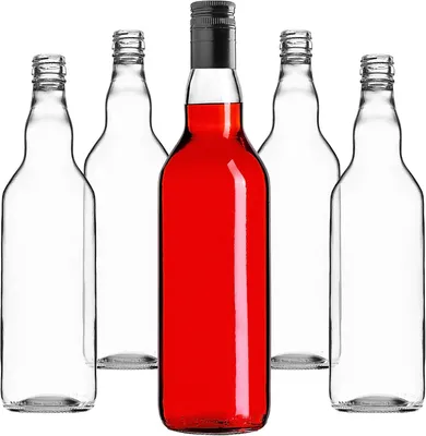 Immagine prodotto di Bottiglie di vetro da riempire - 700 ml - confezione da 5 - Bottiglie vuote per liquori con tappo a vite - Bottiglie per succhi - Bottiglie per liquori - Bottiglie per gin (nere)