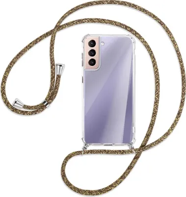 Produktbild von Handykette Backcover-Schutzhülle mit Band (Metall silberfarben) für Samsung Galaxy S21 5G - braun+beige