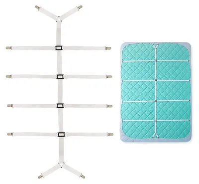 Image de Fixations réglables pour draps-housses, dispositifs de tension pour draps-housses, clips pour draps-housses – pour des draps-housses et des surmatelas sans plis (blanc)