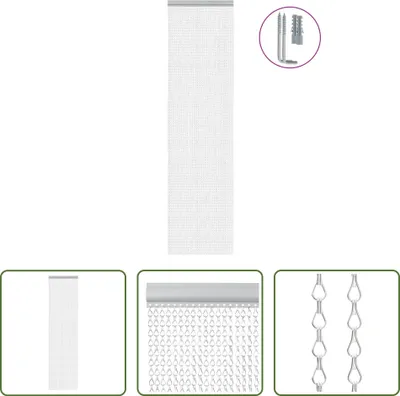 Image de The Living Store Rideau de porte en chaînes 56x186 cm Aluminium