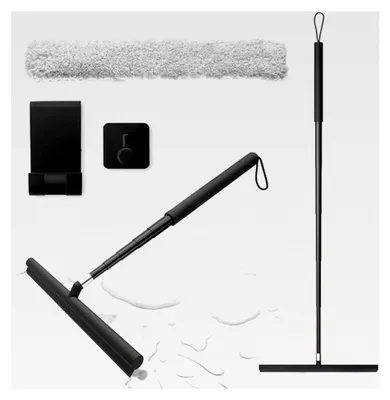 Produktbild von Duschabzieher mit Langen Stiel, 20-120 cm, Schwarz, Teleskopfensterwischer für Dusche, Bad, Spiegel und Glasreinigung