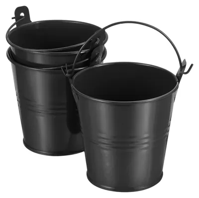 3 Mini-Metalleimer 7,5 cm, schwarz, je ca. 200 ml