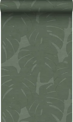 Obrázek produktu pro Origin Wallcoverings tapeta listy ve vzhledu lnu zelená 53 cm x 10,05 m