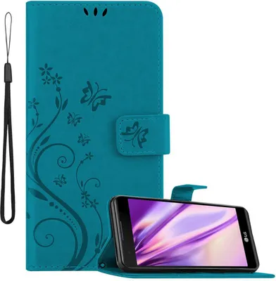 Obrázek produktu pro Cadorabo Pouzdro pro LG X POWER Blue Ochranný kryt Mobilní pouzdro Kryt Pouzdro Flowers Flower