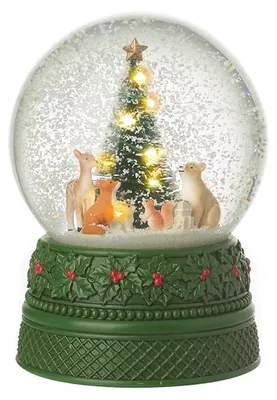 Sneeuwbol mit Waldtieren, leuchtend & musikalisch, 16,5 cm