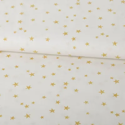 Produktbild von Baumwollstoff Meterware We Weihnachten creme goldfarbig 1,45m