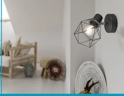 Produktbild von Wandstrahler innen Retro Wandleuchte Industrial Drahtlampe Vintage Gitterlampe