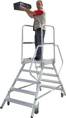 Produktbild von Podestleiter Nr. 516, beidseitig begehbar - Stufen: 3, Arbeitshöhe: 275 cm