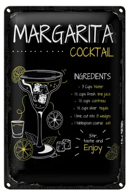 Produktbild von Blechschild Rezept Margarita Cocktail Recipe 18x12cm