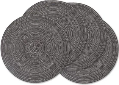 Zdjęcie produktu dla Zestaw 4 plecionych podkładek, 45 cm, czarno-szare