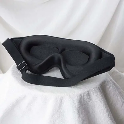 Produktbild von 3D-Schlafmaske, Nachtmaske, Augenmaske, Augenabdeckung zum Schlafen, bequem, verstellbar, konturiert, verdunkelnd, sicher für Wimpernverlängerungen, Schläferschutz (schwarz)