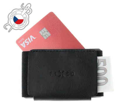 Zdjęcie produktu dla FIXED Tiny Wallet z prawdziwej skóry bydlęcej w kolorze czarnym