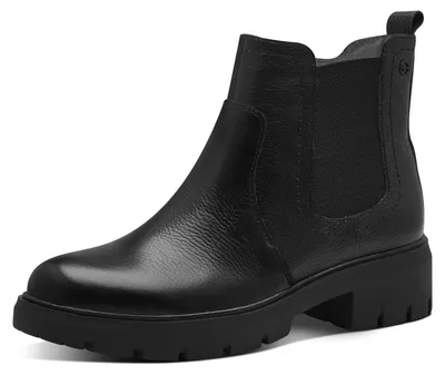 Produktbild von Tamaris COMFORT Damen Chelsea Boots aus Leder mit Reißverschluss, Schwarz (Black