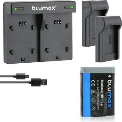 Produktbild von 1x Akku + Lader für Canon NB-13L PowerShot G5X G7X G9X 1050 mAh (3,6V)