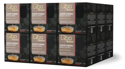 Produktbild von Tchibo Qbo Caffè Crema Menos Cafeína Premium Kaffeekapseln, 144 Stück - 18x8 Kapseln (Caffè, Intensität 5/10, mild und süßlich, entkoffeiniert), nachhaltig & aus 70% nachwachsenden Rohstoffen¹