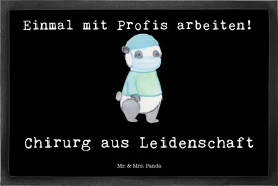 Produktbild von Mr. & Mrs. Panda Fussmatte Chirurg Leidenschaft 50 x 75 cm - Schwarz - Geschenk, Krankenhaus, fußmatte, Fußabtreter, Spruch, Gummimatte, Schmutzfangmatte, Notfallchirurg