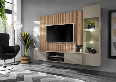 Produktbild von Wohnwand Anbauwand Wohnzimmer Schrankwand XARI L SGAS mit Led und Push - Click