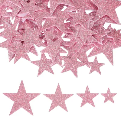 Image de Autocollants en mousse texturée - Adhésifs avec paillettes - Matériel de loisirs créatifs pour scrapbooking et décoration - Rose - 70 pièces
