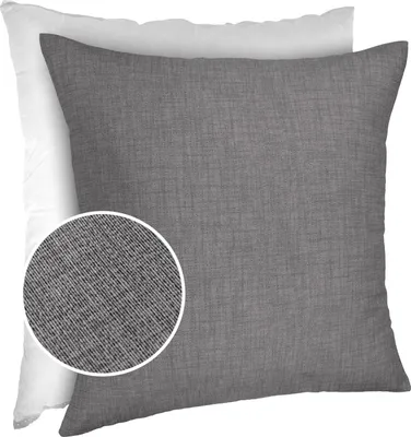 Produktbild von Dekokissen 60x60cm Kissenhülle mit Füllung Kissenbezug mit Reißverschluss Einfarbig Leinenoptik Uni Grau